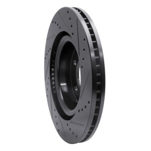 Land Rover LR3 Brake Rotor (1) - Front Left - R1 Concepts - Drilled & Slotted - Black - `05-`09